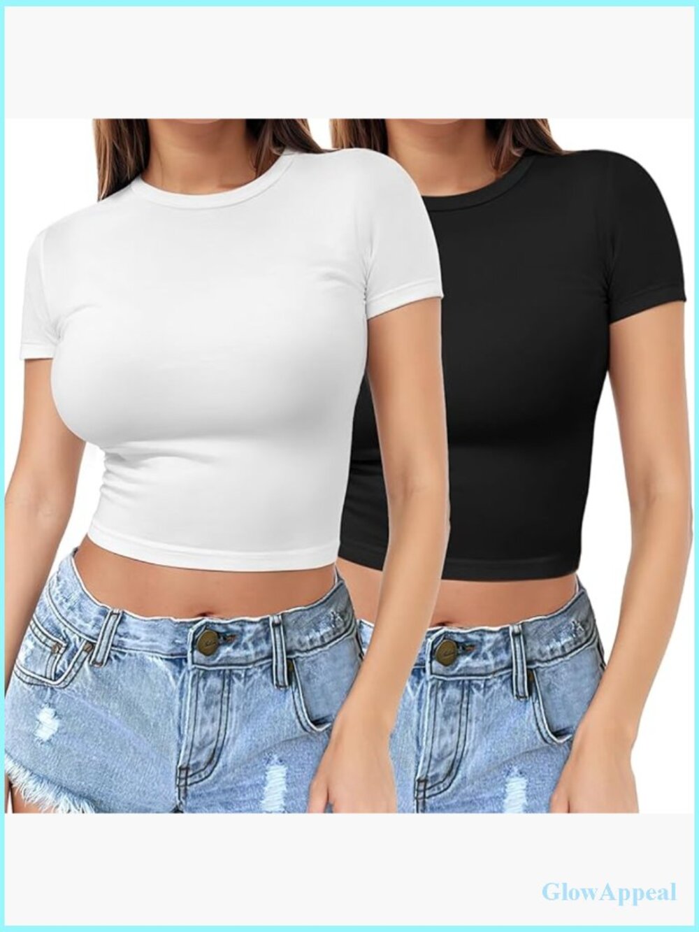 2 Piece Crop Top Set Short Sleeve Crew Neck Slim Fit Y2k Tops For Women